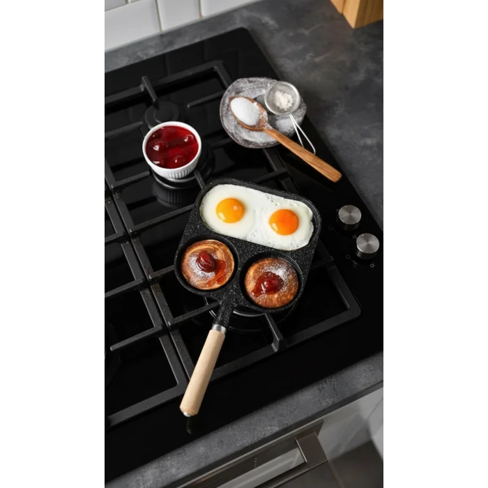 Krep Ve Omlet Tavası 3 Bölmeli Döküm