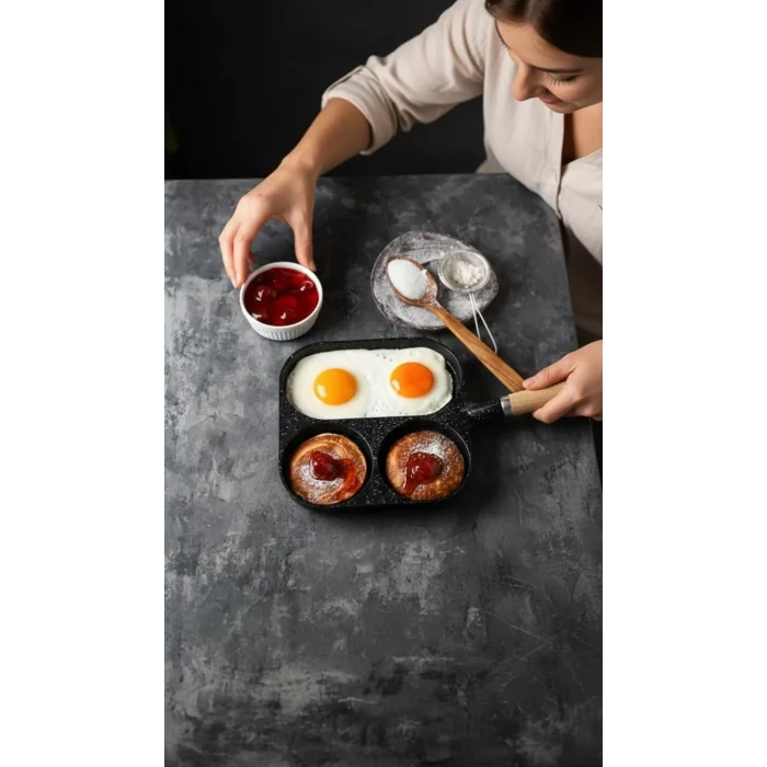 Krep Ve Omlet Tavası 3 Bölmeli Döküm