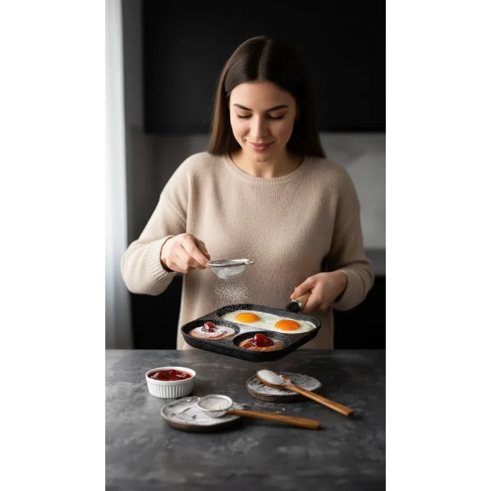 Krep Ve Omlet Tavası 3 Bölmeli Döküm