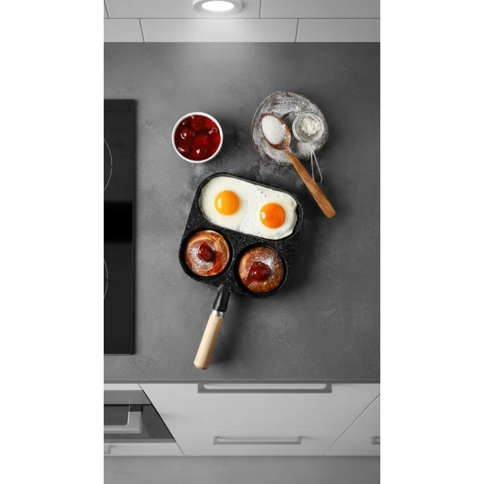 Krep Ve Omlet Tavası 3 Bölmeli Döküm