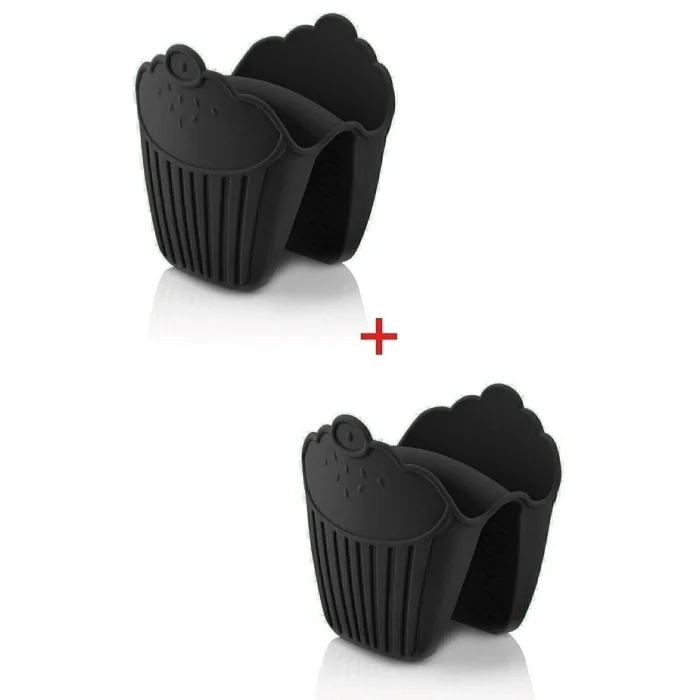 Silikon Fırın Eldiveni Isı Yalıtımlı Kaymaz Mikrodalga Fırın Tencere Tepsi Siyah 2 Adet