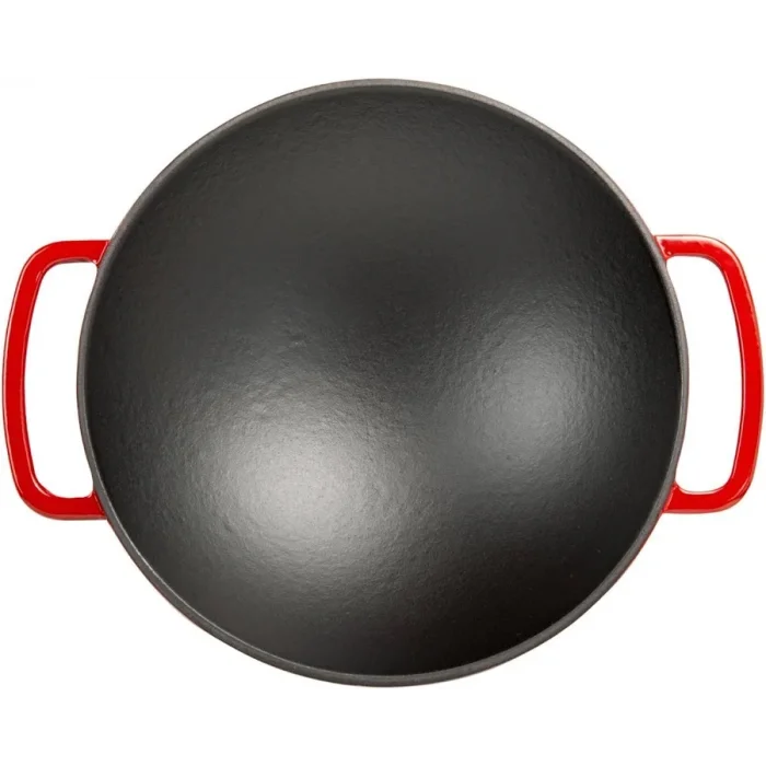 Sürel Wok Tava 35 Cm Kırmızı Demir Döküm