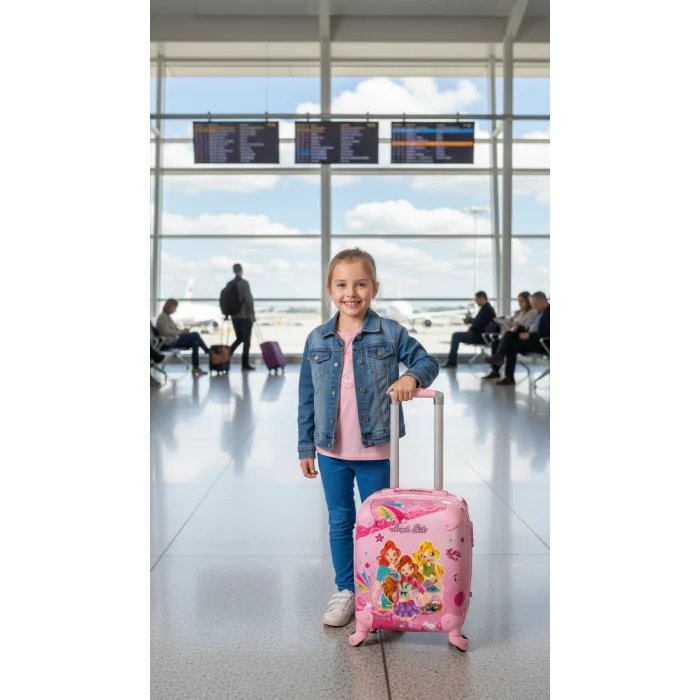 Luxe Pink ABS Çocuk Valizi – Kız Çocuklar İçin Şık ve Dayanıklı Seyahat Çantası