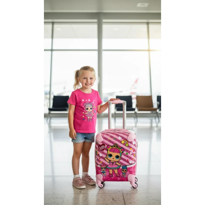 Lüks Pembe ABS Çocuk Valizi 360° – Hafif & Dayanıklı