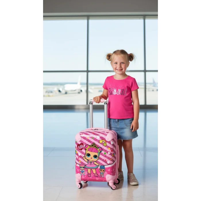 Lüks Pembe ABS Çocuk Valizi 360° – Hafif & Dayanıklı