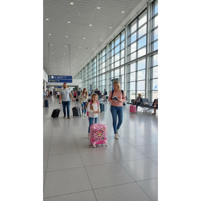 Lüks Pembe ABS Çocuk Valizi 360° – Hafif & Dayanıklı