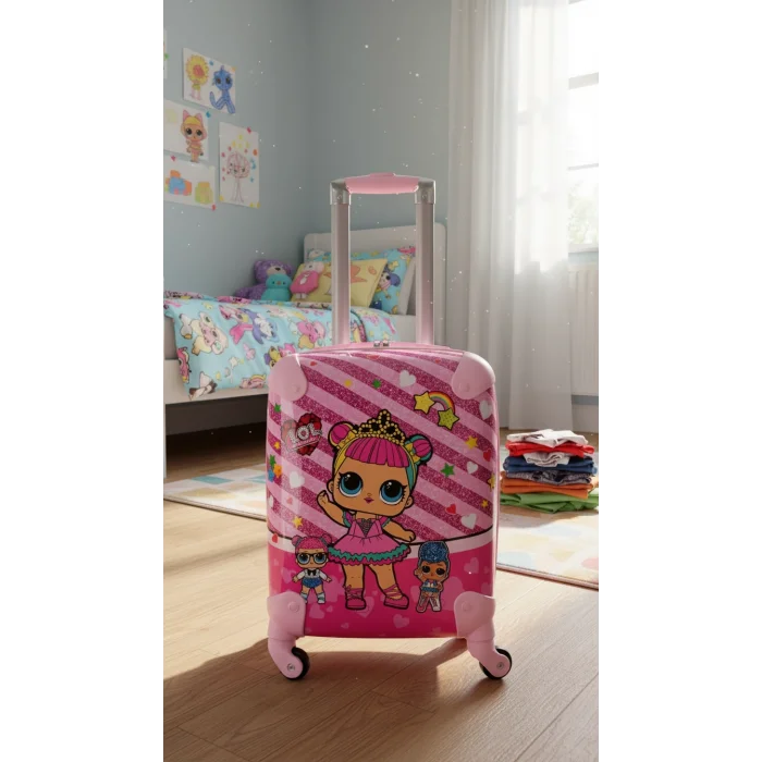 Lüks Pembe ABS Çocuk Valizi 360° – Hafif & Dayanıklı