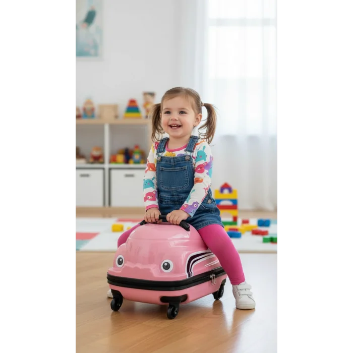 Lüks ABS 360° Çocuk Valizi – Pembe