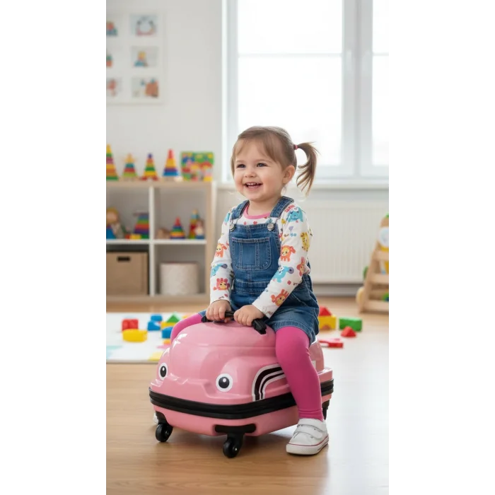 Lüks ABS 360° Çocuk Valizi – Pembe