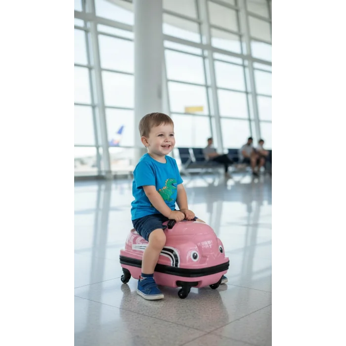 Lüks ABS 360° Çocuk Valizi – Pembe