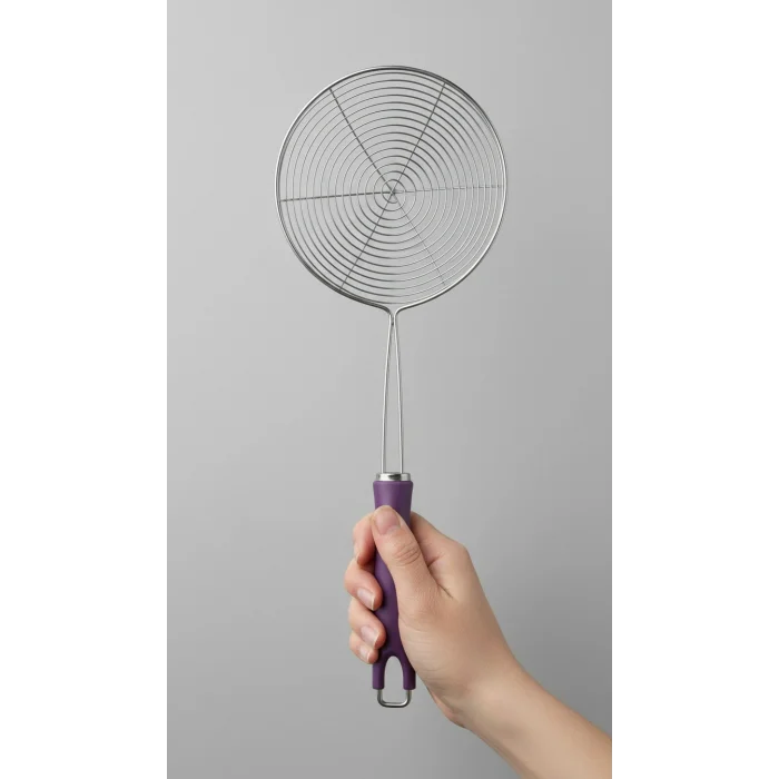 Slikon saplı çelik Kızartma Kevgir – Yağ Süzgeci ile Profesyonel Mutfak Aksesuarı