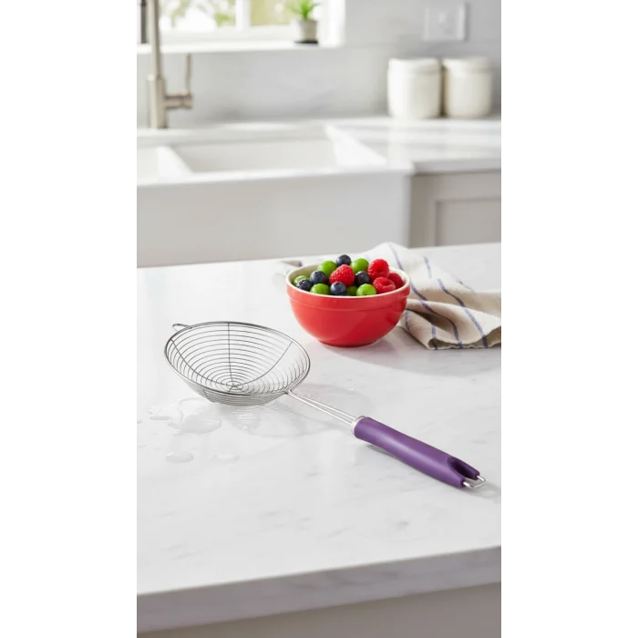 Slikon saplı çelik Kızartma Kevgir – Yağ Süzgeci ile Profesyonel Mutfak Aksesuarı