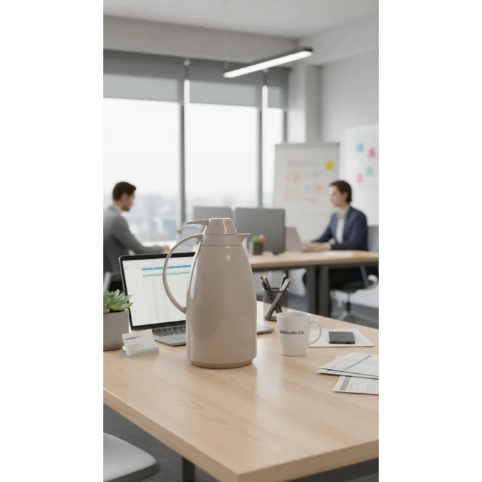 Cam İç Hazneli Vakumlu Termos 1.0 Litre - Sıcak ve Soğuk Tutucu krem