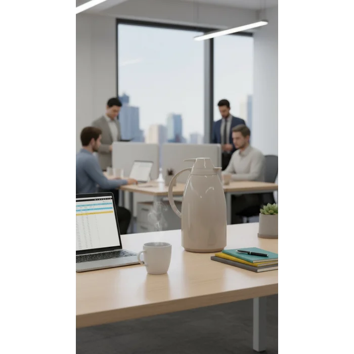 Cam İç Hazneli Vakumlu Termos 1.0 Litre - Sıcak ve Soğuk Tutucu krem