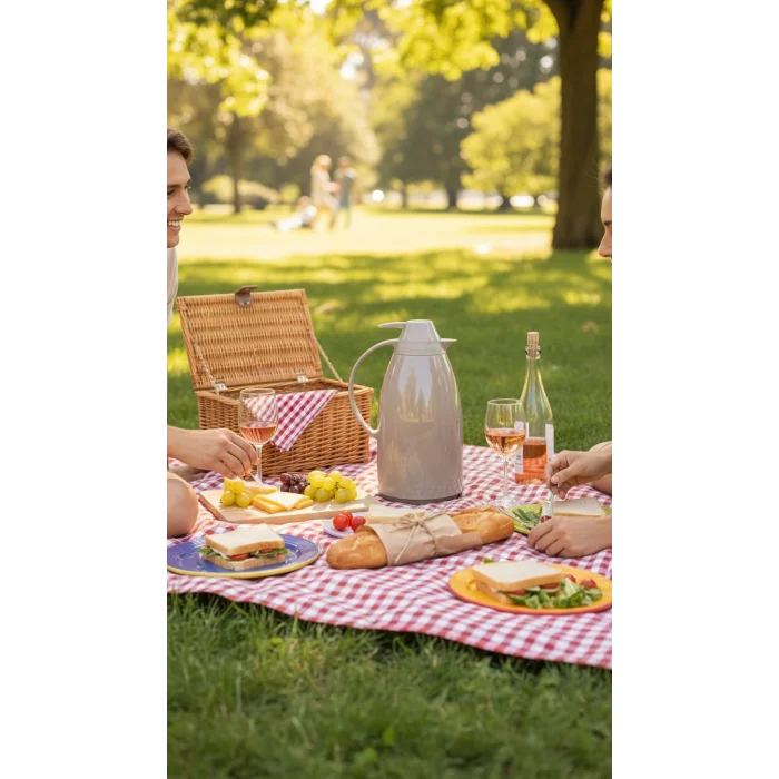 Cam İç Hazneli Vakumlu Termos 1.0 Litre - Sıcak ve Soğuk Tutucu krem