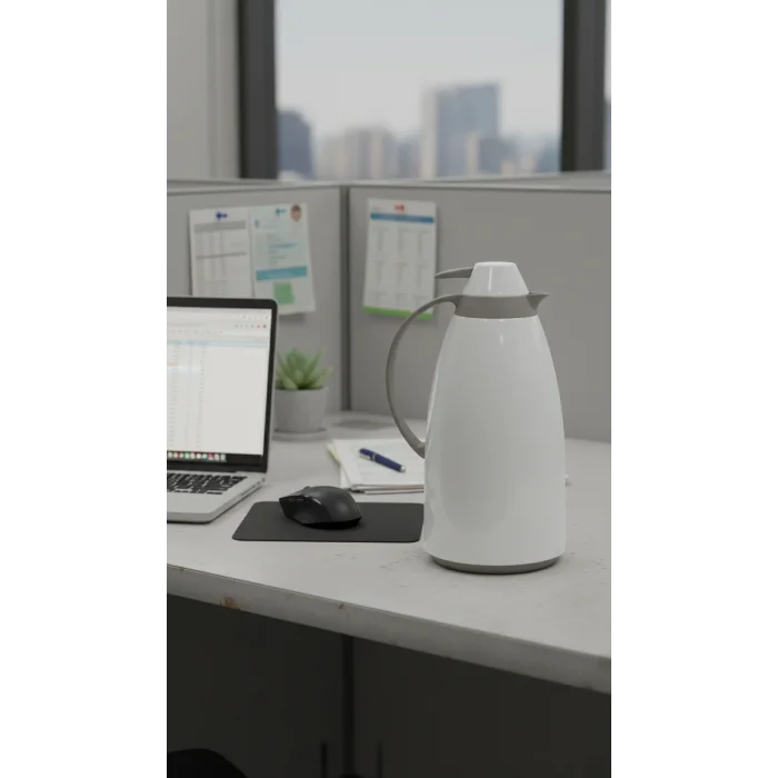 Cam İç Hazneli Vakumlu Termos 1.0 Litre - Sıcak ve Soğuk Tutucu beyaz