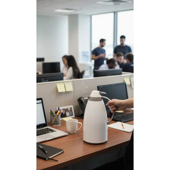 Cam İç Hazneli Vakumlu Termos 1.0 Litre - Sıcak ve Soğuk Tutucu beyaz