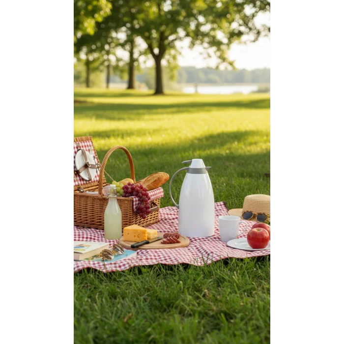 Cam İç Hazneli Vakumlu Termos 1.0 Litre - Sıcak ve Soğuk Tutucu beyaz