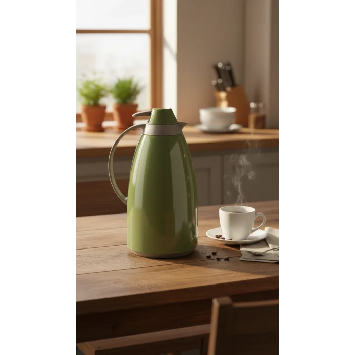 Cam İç Hazneli Vakumlu Termos 1.0 Litre - Sıcak ve Soğuk Tutucu yeşil