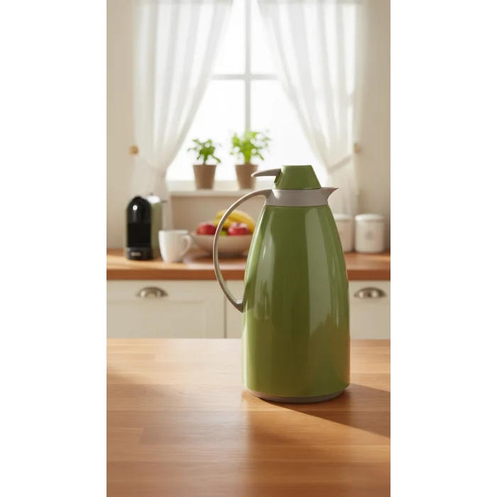 Cam İç Hazneli Vakumlu Termos 1.0 Litre - Sıcak ve Soğuk Tutucu yeşil