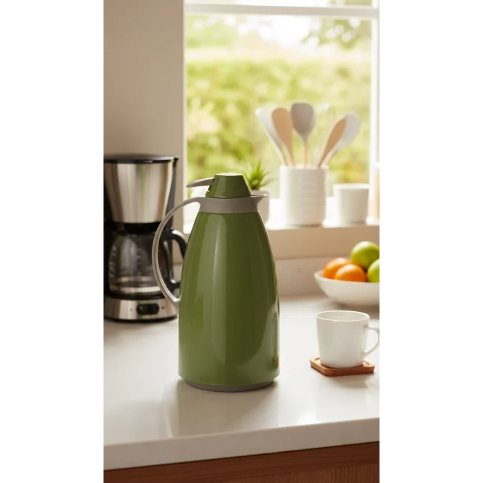 Cam İç Hazneli Vakumlu Termos 1.0 Litre - Sıcak ve Soğuk Tutucu yeşil