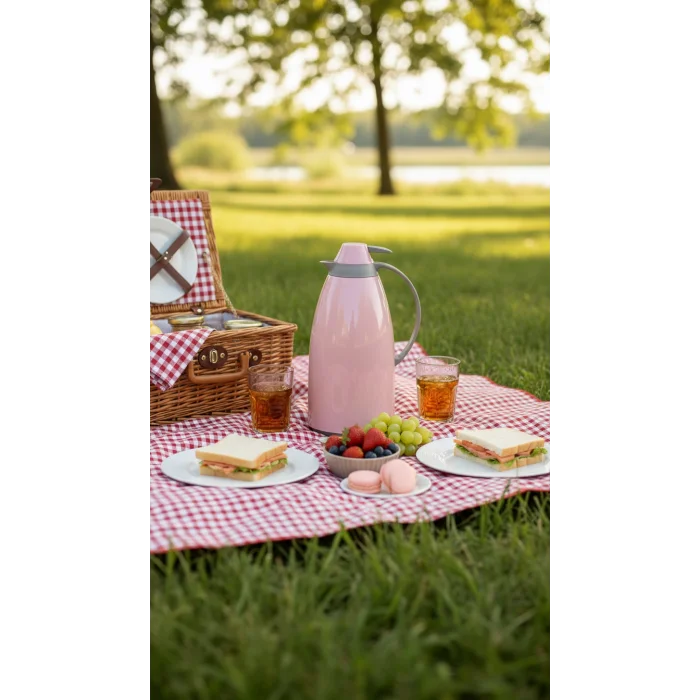 Cam İç Hazneli Vakumlu Termos 1.0 Litre - Sıcak ve Soğuk Tutucu pembe