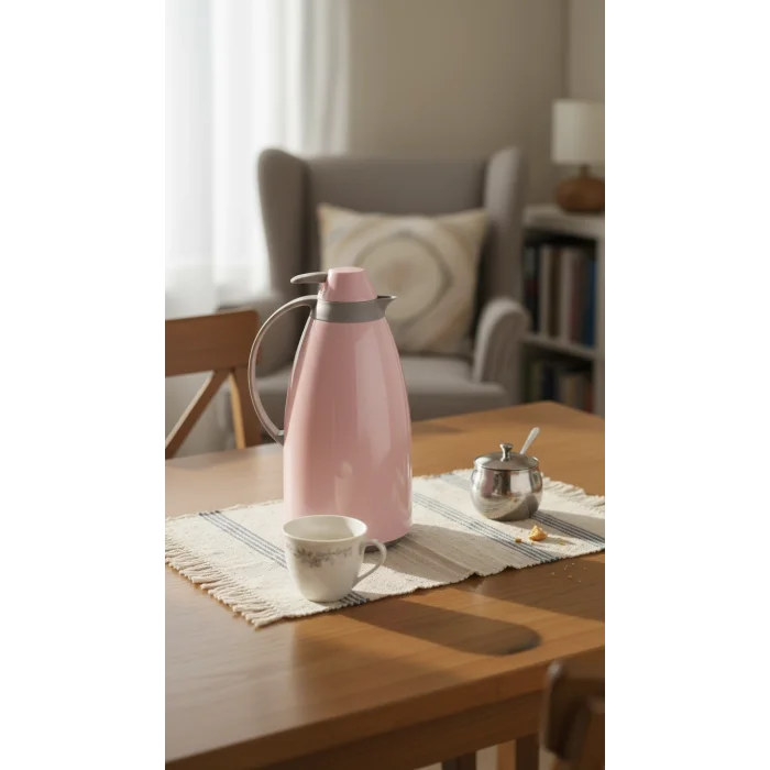 Cam İç Hazneli Vakumlu Termos 1.0 Litre - Sıcak ve Soğuk Tutucu pembe