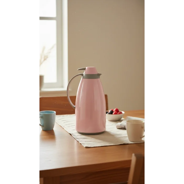 Cam İç Hazneli Vakumlu Termos 1.0 Litre - Sıcak ve Soğuk Tutucu pembe