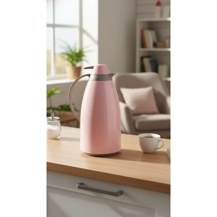 Cam İç Hazneli Vakumlu Termos 1.0 Litre - Sıcak ve Soğuk Tutucu pembe