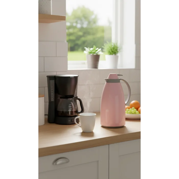 Cam İç Hazneli Vakumlu Termos 1.0 Litre - Sıcak ve Soğuk Tutucu pembe