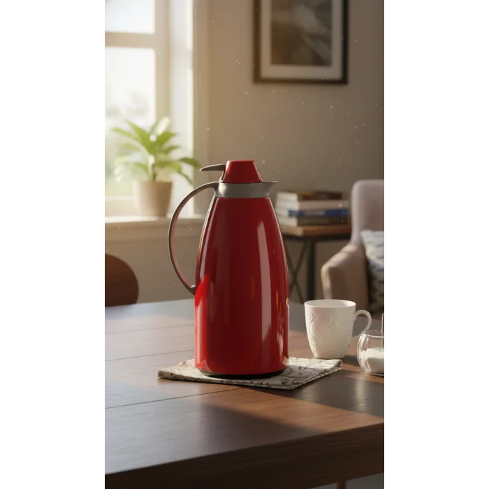 Cam İç Hazneli Vakumlu Termos 1.0 Litre - Sıcak ve Soğuk Tutucu kırmızı