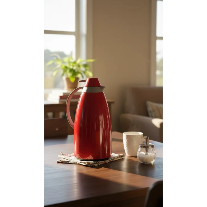 Cam İç Hazneli Vakumlu Termos 1.0 Litre - Sıcak ve Soğuk Tutucu kırmızı