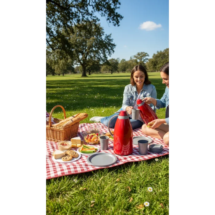 Cam İç Hazneli Vakumlu Termos 1.0 Litre - Sıcak ve Soğuk Tutucu kırmızı