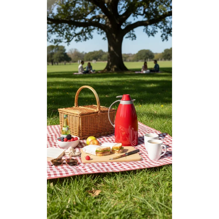 Cam İç Hazneli Vakumlu Termos 1.0 Litre - Sıcak ve Soğuk Tutucu kırmızı