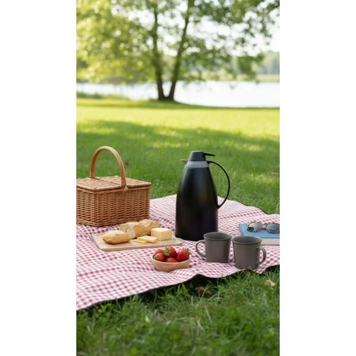 Cam İç Hazneli Vakumlu Termos 1.0 Litre - Sıcak ve Soğuk Tutucu siyah