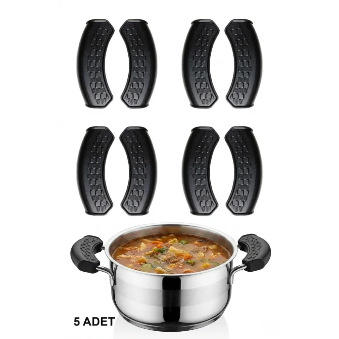 Premium 5 Çift Yanmaz Silikon Tencere Tutucu Set – Isı Yalıtımlı, Kaydırmaz Tasarım