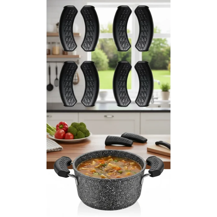 Premium 5 Çift Yanmaz Silikon Tencere Tutucu Set – Isı Yalıtımlı, Kaydırmaz Tasarım
