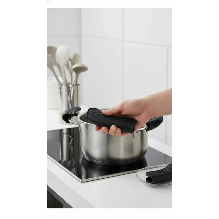 Lüks Yanmaz Yapışmaz Silikon Tencere Tutacağı – 3 Çift, Şık ve Isı Yalıtımlı