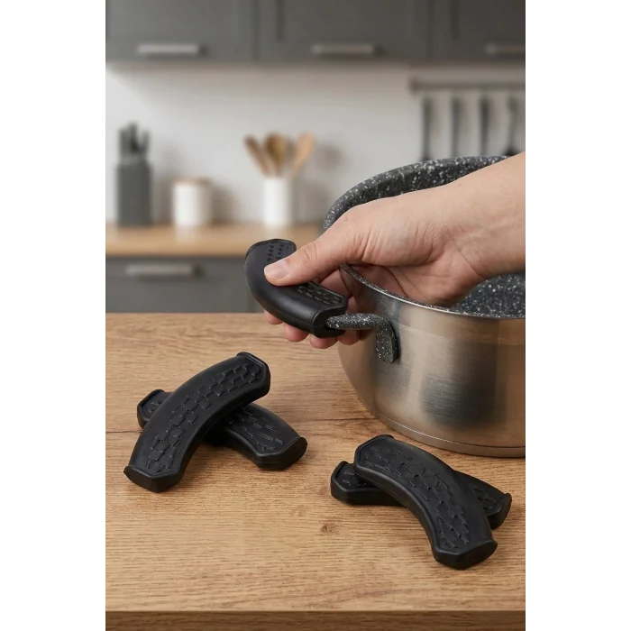 Premium Yanmaz Yapışmaz Silikon Tencere Tutucu Seti – 2li Çift