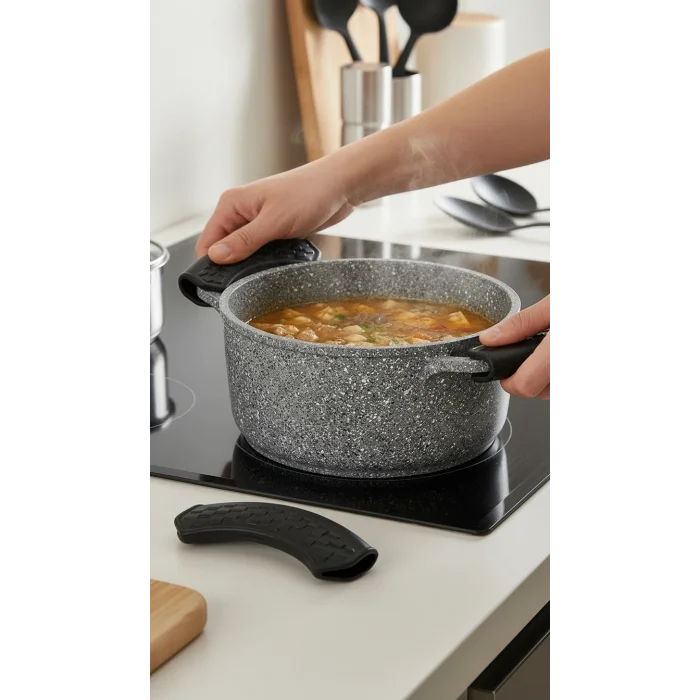 Premium Yanmaz Yapışmaz Silikon Tencere Tutucu Seti – 2li Çift