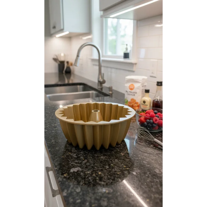 Hanımeli Döküm Kek Turta Kalıbı Gold Renk 26cm