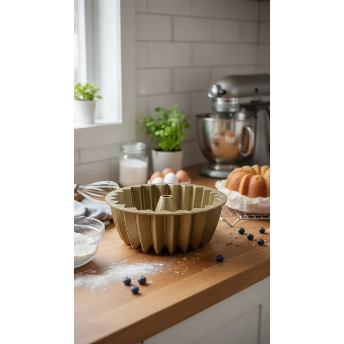 Hanımeli Döküm Kek Turta Kalıbı Gold Renk 26cm