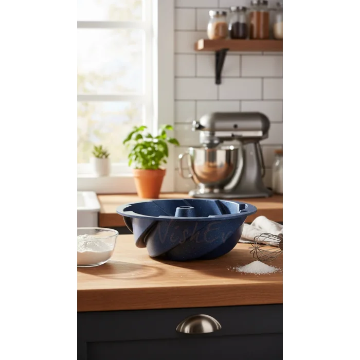 Hanımeli Premium Döküm Kek Turta Kalıbı Mavi 26 cm