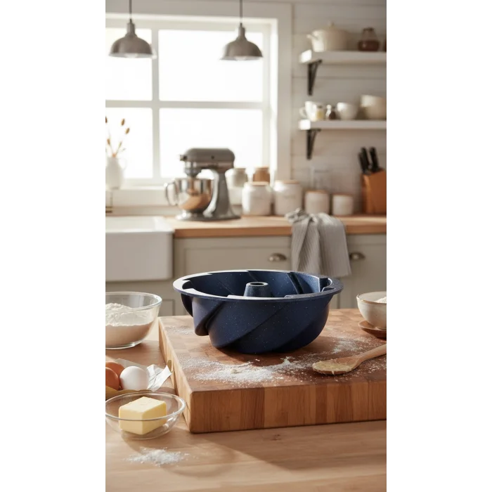 Hanımeli Premium Döküm Kek Turta Kalıbı Mavi 26 cm