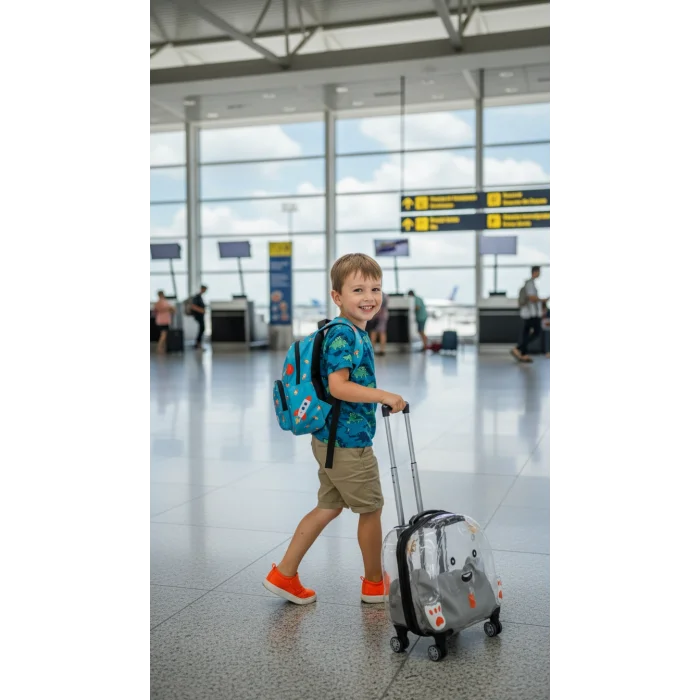 Lüks Şeffaf Tekerlekli Evcil Hayvan Taşıma Valizi – Çekçekli Büyük Model