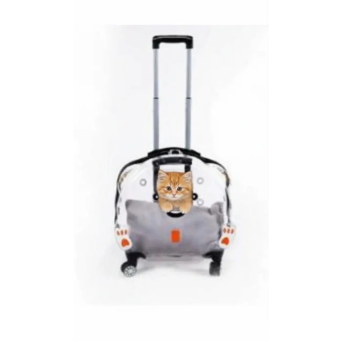Lüks Şeffaf Tekerlekli Evcil Hayvan Taşıma Valizi – Çekçekli Büyük Model
