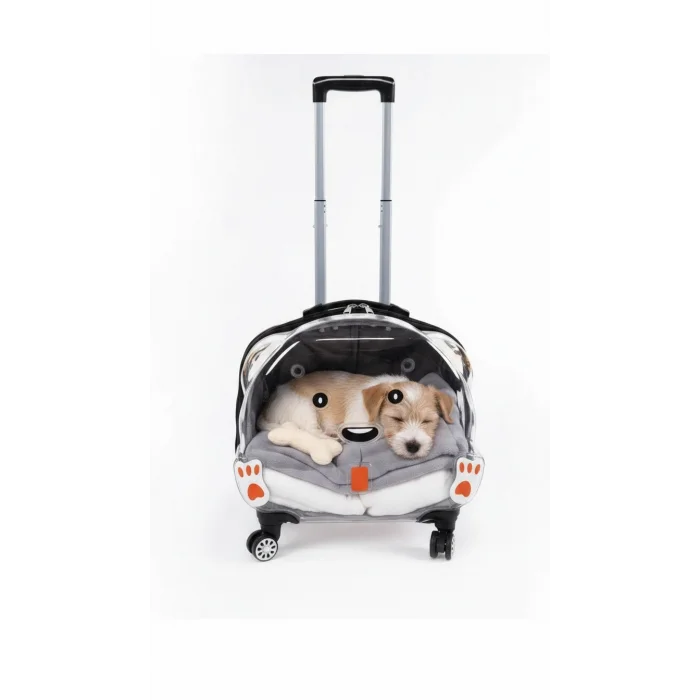 Lüks Şeffaf Tekerlekli Evcil Hayvan Taşıma Valizi – Çekçekli Büyük Model