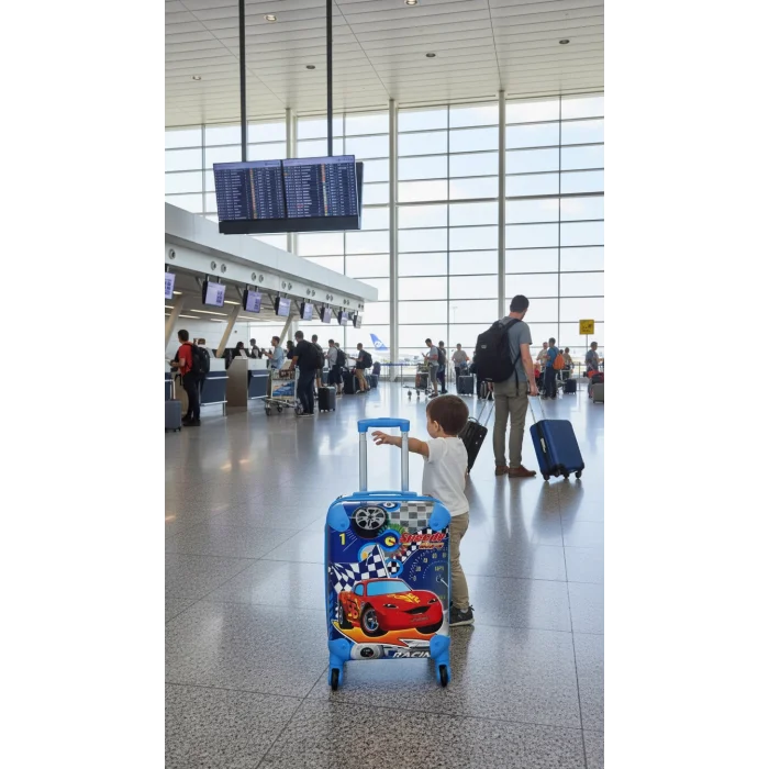 Speedy Cars Premium Mavi Erkek Çocuk Valizi