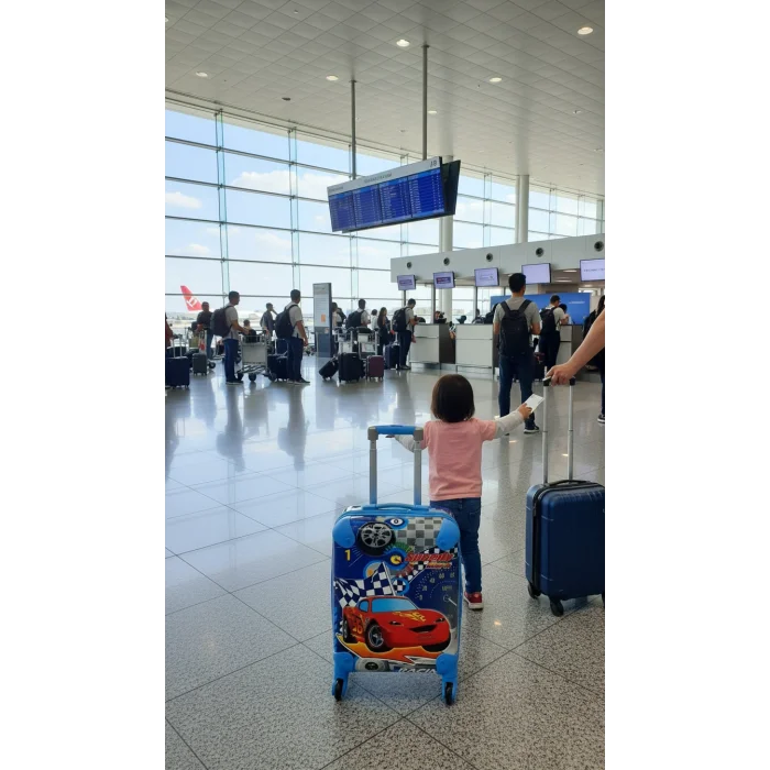 Speedy Cars Premium Mavi Erkek Çocuk Valizi