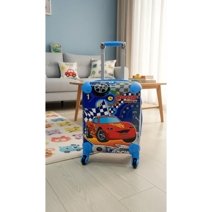 Speedy Cars Premium Mavi Erkek Çocuk Valizi